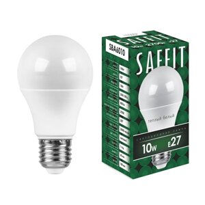 Лампа светодиодная saffit SBA6010, A60, E27, 10 вт, 230 в, 2700 к, 800 лм, 220, 108 х 60 мм