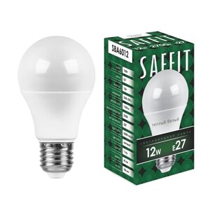 Лампа светодиодная saffit SBA6012, A60, E27, 12 вт, 230 в, 2700 к, 1100 лм, 220,112 х 60 мм