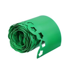Лента бордюрная, 0.2 x 9 м, толщина 1.2 мм, пластиковая, фигурная, зелёная