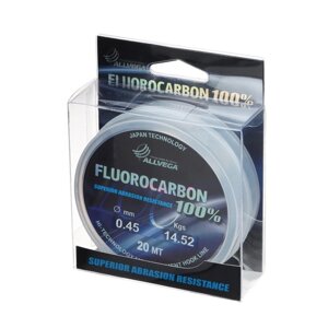 Леска монофильная ALLVEGA FX Fluorocarbon 100, диаметр 0.45 мм, тест 14.52 кг, 20 м, прозрачная