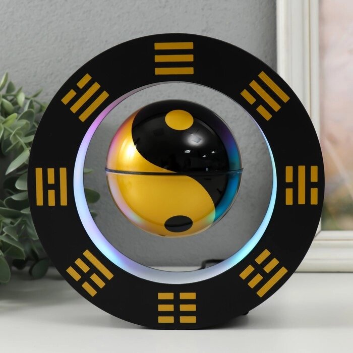 Левитирующий сувенир свет 'Инь-ян в круге' чёрный шар d8,5 см 22х8,5х22 см от компании Интернет-магазин "Flap" - фото 1