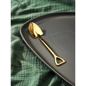 Ложка десертная из нержавеющей стали Magistro 'Лопата'длина 15,5 см, форма овальная, цвет золотой