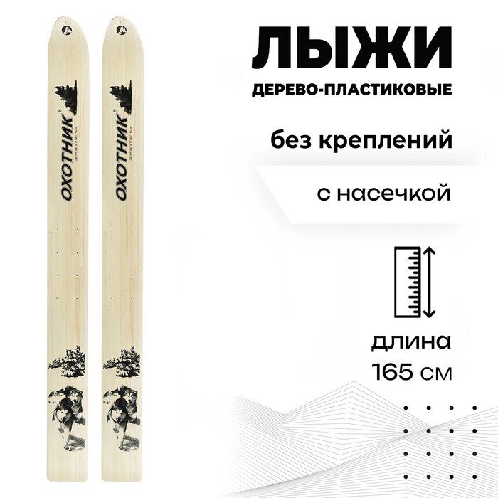 Лыжи охотничьи дерево-пластиковые, 165 см, с насечкой, цвета МИКС от компании Интернет-магазин "Flap" - фото 1