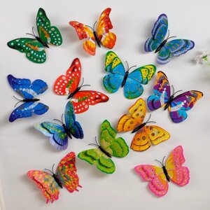 Магнит пластик 'Бабочка золотые блики' двойные крылышки 9,5х7 см (комплект из 100 шт.)