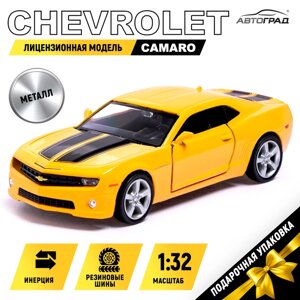 Машина металлическая CHEVROLET CAMARO, 132, открываются двери, инерция, цвет жёлтый