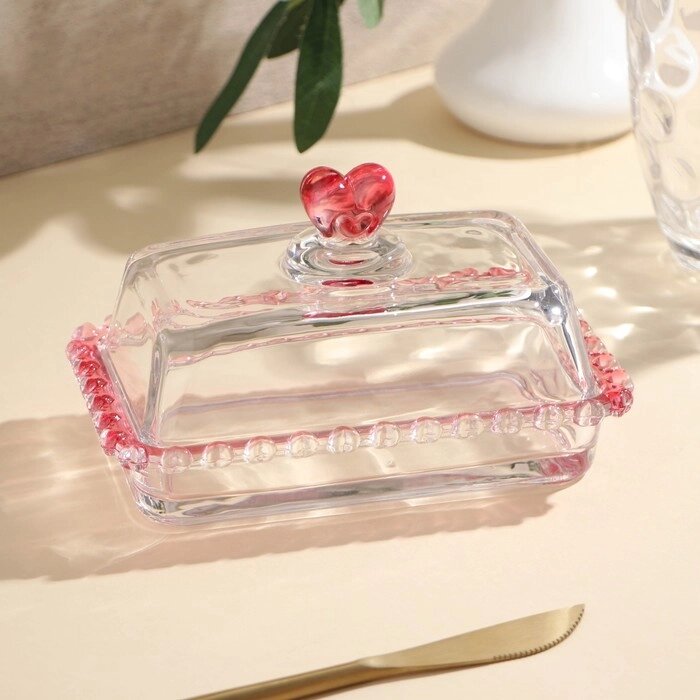 Маслёнка стеклянная 'Розе', 17x10,5 см от компании Интернет-магазин "Flap" - фото 1