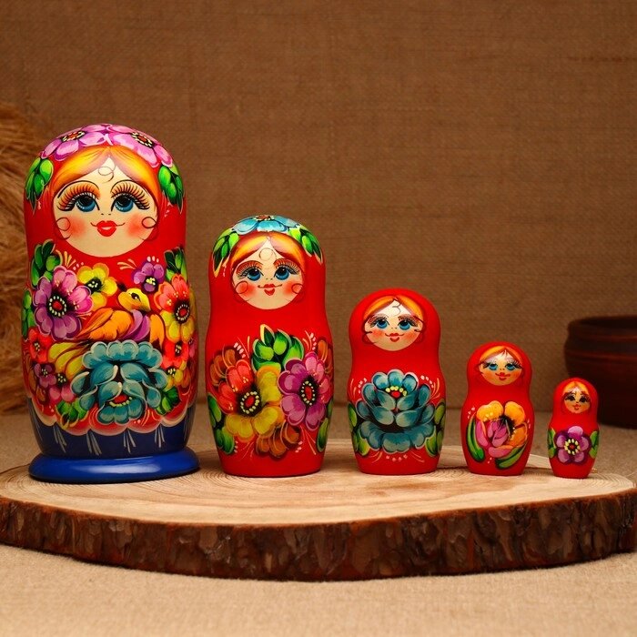 Матрёшка 'Цветы', 5 кукольная, люкс, микс от компании Интернет-магазин "Flap" - фото 1