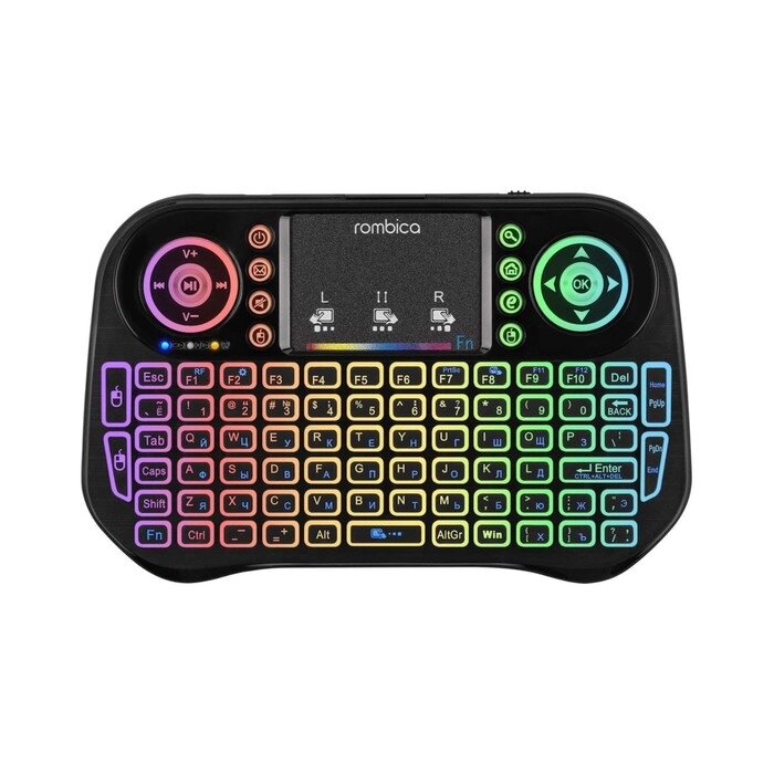 Мини-клавиатура Rombica Air Touch RGB, беспроводная, для ТВ и ПК , USB, touch , чёрная от компании Интернет-магазин "Flap" - фото 1