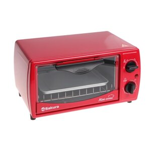 Мини-печь Sakura SA-7018R, 1000 Вт, 10 л, 100-250С, таймер, красная