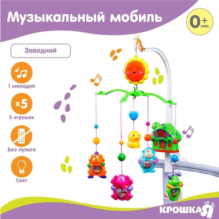 Мобиль музыкальный 'Пряничный Домик 2', заводной, цвет МИКС от компании Интернет-магазин "Flap" - фото 1