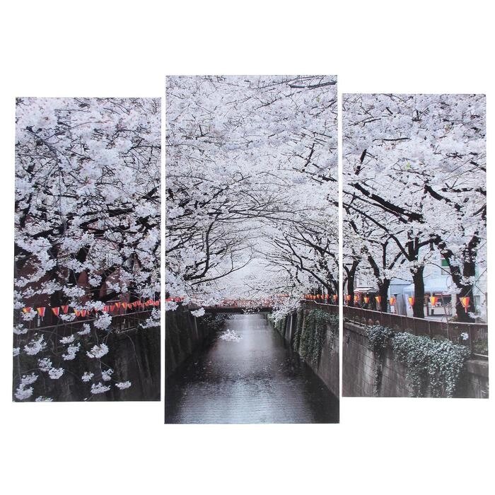 Модульная картина 'Цветущие деревья'  (2-25х52 1-30х60) 60х80 см от компании Интернет-магазин "Flap" - фото 1