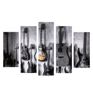 Модульная картина 'Коллекция гитар'2-23х52 2-24х70 1-24х80) 120х80см