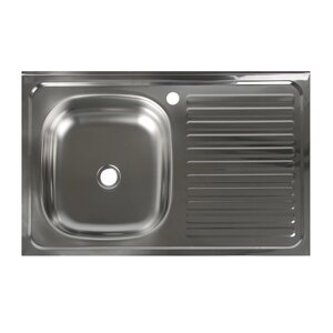 Мойка кухонная 'Владикс'накладная, без сифона, 80х50 см, левая, нержавеющая сталь 0.4 мм