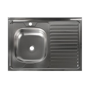 Мойка кухонная 'Владикс'накладная, без сифона, 80х60 см, левая, нержавеющая сталь 0.4 мм