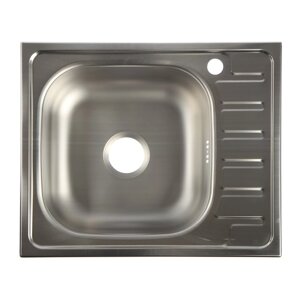 Мойка кухонная 'Владикс'врезная, с сифоном, 58х48 см, левая, нержавеющая сталь 0.6 мм