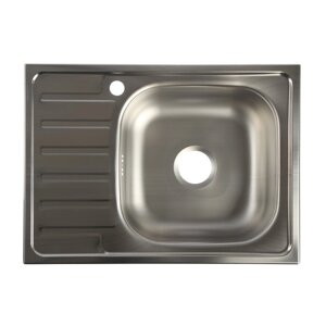 Мойка кухонная 'Владикс'врезная, с сифоном, 66х48 см, правая, нержавеющая сталь 0.6 мм