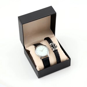 Мужской подарочный набор 'Якорь' 2 в 1 наручные часы, браслет