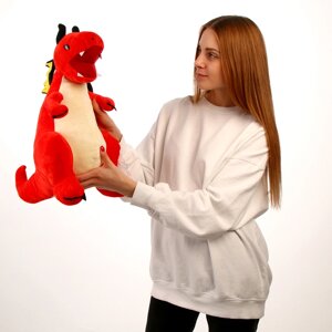 Мягкая игрушка 'Дракон'с чёрными крыльями, 45 см, цвет красный
