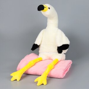 Мягкая игрушка 'Фламинго' с пледом, 95 см, цвет белый