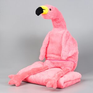 Мягкая игрушка 'Фламинго' с пледом, 95 см, цвет розовый