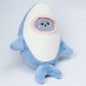 Мягкая игрушка 'Кот' в костюме акулы, 48 см, цвет синий