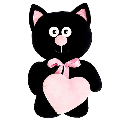 Мягкая игрушка 'Котик с сердцем'цвет чёрный, 30 см