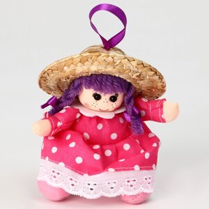 Мягкая игрушка 'Кукла' в розовом платье, на подвесе, 10 см