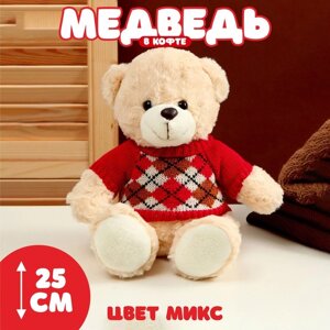Мягкая игрушка 'Медведь' в кофте с ромбиками, 25 см, цвет МИКС