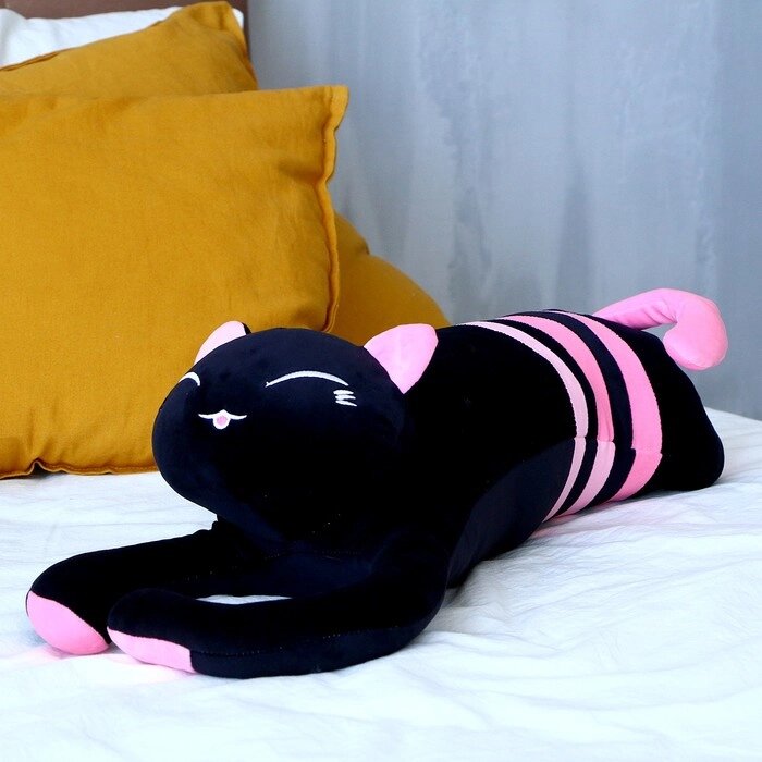 Мягкая игрушка-подушка 'Кот', 70 см, цвет чёрно-розовый от компании Интернет-магазин "Flap" - фото 1