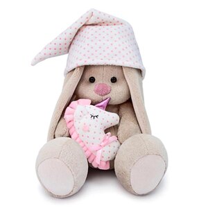 Мягкая игрушка 'Зайка Ми с розовой подушкой - единорогом'18 см