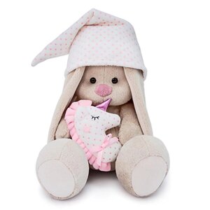 Мягкая игрушка 'Зайка Ми с розовой подушкой - единорогом'23 см