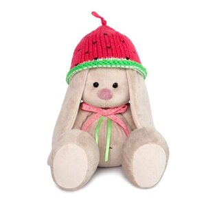 Мягкая игрушка 'Зайка Ми' в вязаной шапке 'Арбузик'18 см