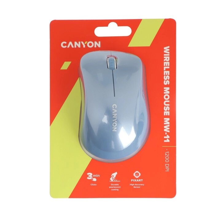 Мышь CANYON MW-11, беспроводная, оптическая, 1200 dpi, USB, 2xAAА, синяя от компании Интернет-магазин "Flap" - фото 1