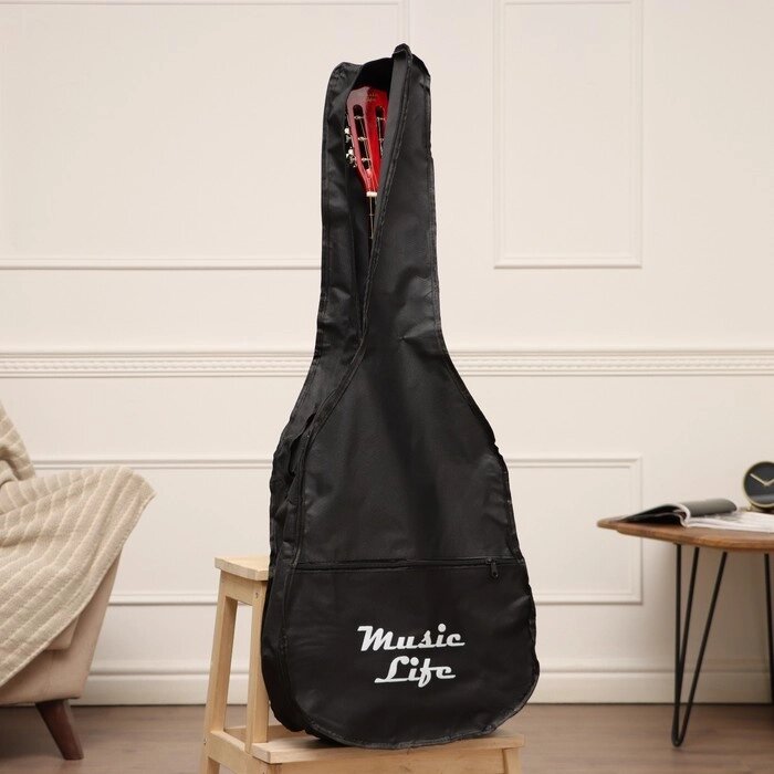 Набор аксессуаров для гитары Music Life ремень, чехол 105х41 см, медиаторы 5 штук, струны от компании Интернет-магазин "Flap" - фото 1
