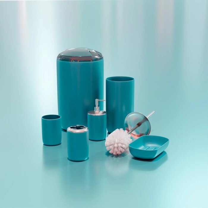 Набор аксессуаров для ванной комнаты 'Тринити', 6 предметов (мыльница, дозатор для мыла, два стакана, ёрш, ведро), цвет от компании Интернет-магазин "Flap" - фото 1
