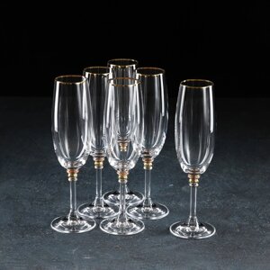 Набор бокалов для шампанского Bohemia Crystal 'Оливия'190 мл, 6 шт