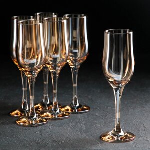 Набор бокалов для шампанского 'Гладкость'200 мл, 6 шт, цвет янтарный