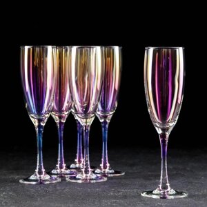 Набор бокалов для шампанского 'Радуга'170 мл, 6 шт, цвет перламутровый