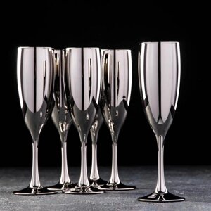 Набор бокалов для шампанского 'Серебро'170 мл, 6 шт, цвет серебряный