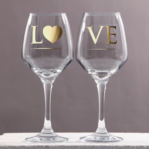 Набор бокалов для вина 'LOVE' 350 мл, 2 штуки