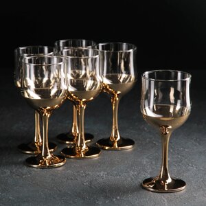 Набор бокалов для вина 'Поло'250 мл, 6 шт, цвет золотой