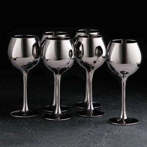 Набор бокалов для вина 'Серебро'280 мл, 6 шт, цвет серебряный