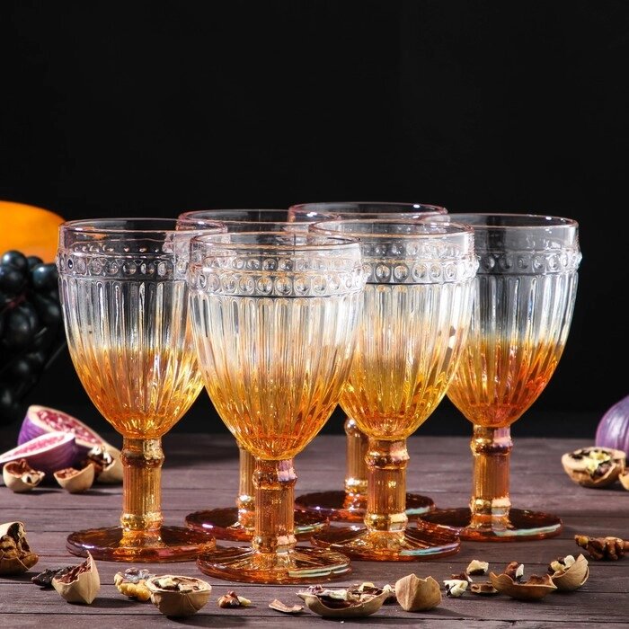 Набор бокалов стеклянных Magistro 'Босфор', 250 мл, 6 шт, цвет градиент золото от компании Интернет-магазин "Flap" - фото 1