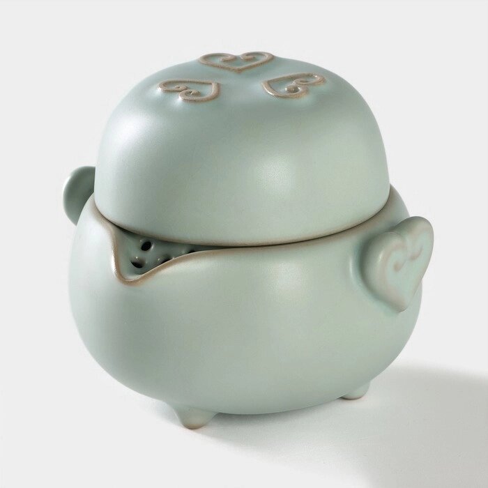 Набор для чайной церемонии керамический 'Тясицу', 2 предмета чайник 200 мл, чашка 100 мл, цвет голубой от компании Интернет-магазин "Flap" - фото 1