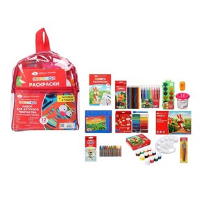 Набор для детского творчества 'Цветик'12 предметов (рисование и лепка) в рюкзаке, раскраска в подарок, ЗХК 'Невская