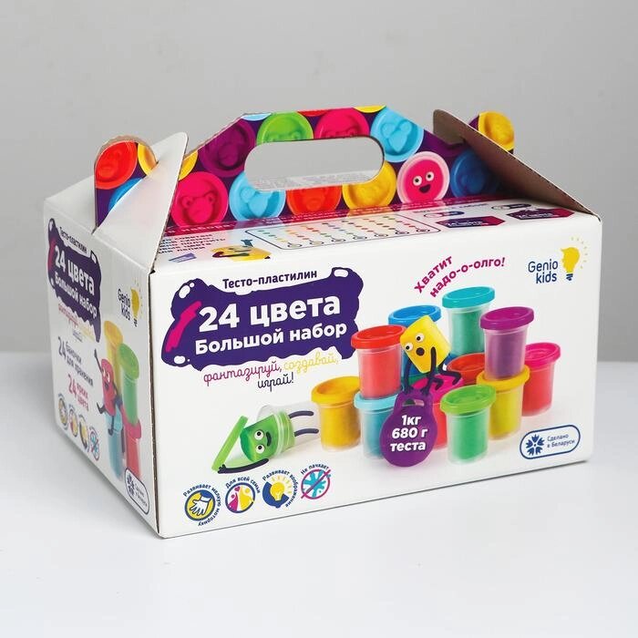 Набор для детской лепки 'Тесто-пластилин 24 баночки' от компании Интернет-магазин "Flap" - фото 1