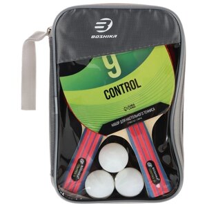 Набор для настольного тенниса BOSHIKA Control 9 2 ракетки, 3 мяча, губка 1.8 мм, коническая ручка