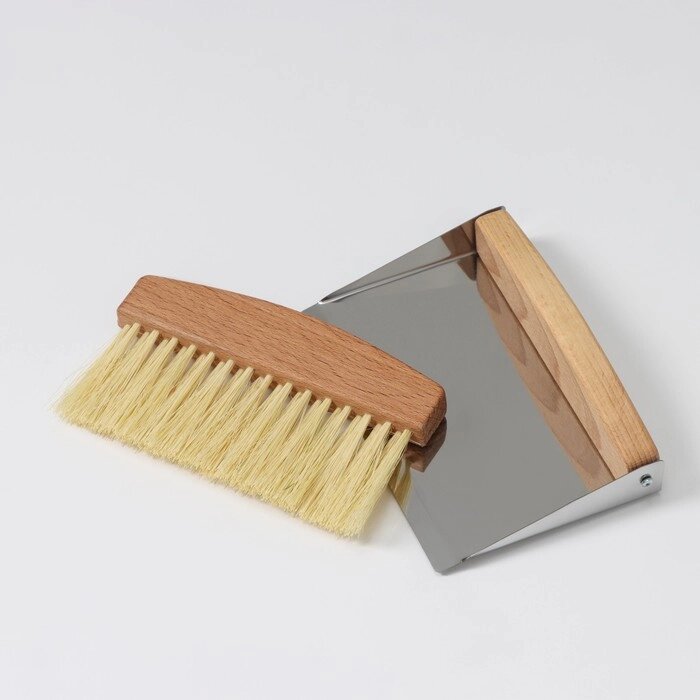 Набор для уборки совок и щётка, 16x10,5x4 см, 16x4x1,6 см, 30 пучков, натуральный волос от компании Интернет-магазин "Flap" - фото 1