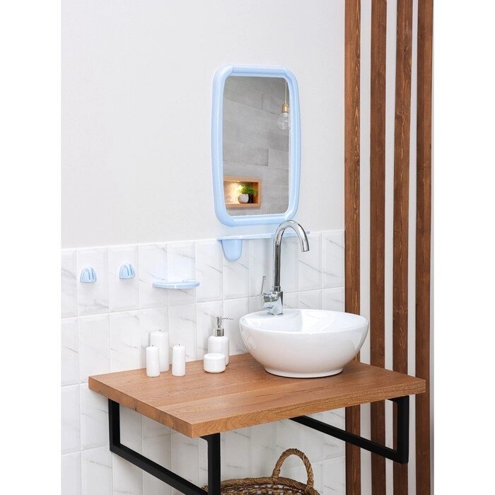 Набор для ванной комнаты Optima, цвет светло-голубой от компании Интернет-магазин "Flap" - фото 1