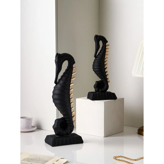 Набор фигур 'Морской конёк', полистоун, 47 см, 2 шт, чёрно-золотой, 1 сорт, Иран от компании Интернет-магазин "Flap" - фото 1